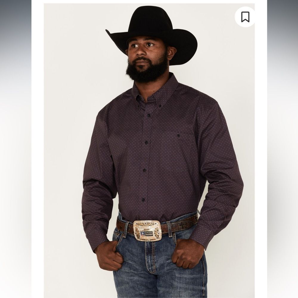 RANK 45 Western Shirt MEN'S size XXL Purple Geometric LONG SLEEVE BUTTON-DOWN
